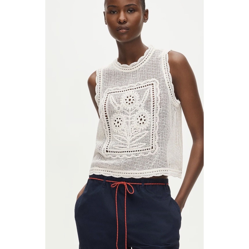 J CREW S Crochet floral tank top CV831 $110